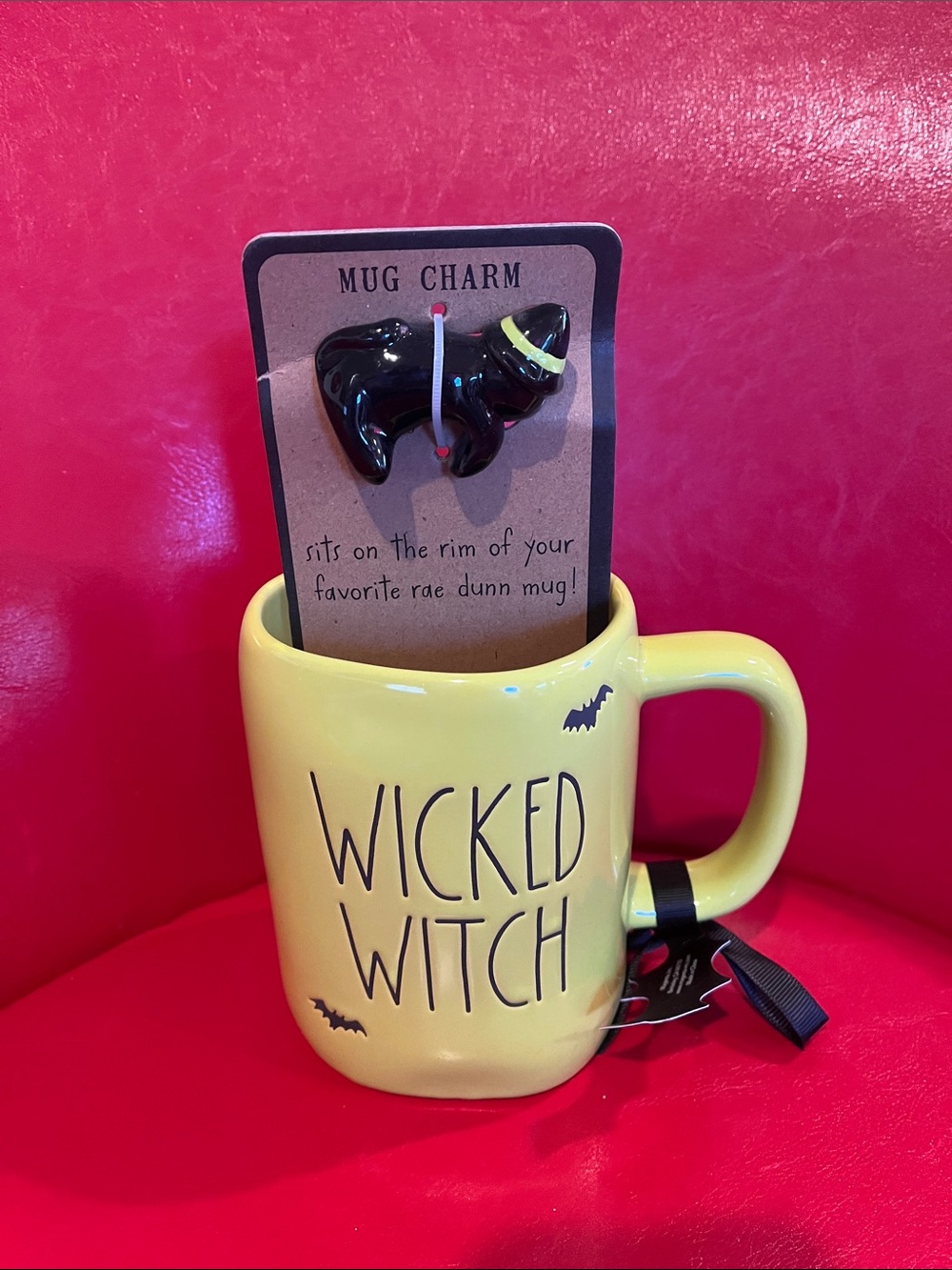 Wicked Witch Green Ceramic Mug with Black Mug Charm